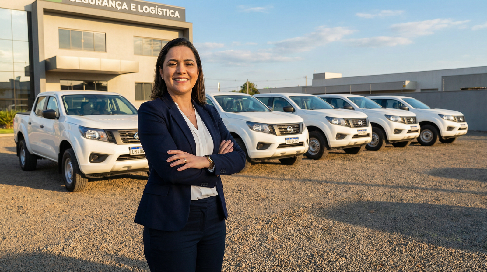 Gestora observando frota de veículos empresariais